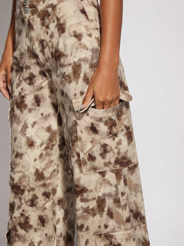 BAE Tie Dye Flap Detail Wide Leg Pants Without Belt