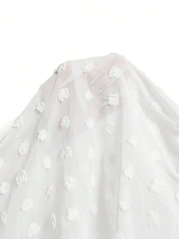 Swiss Dot Drop Shoulder Shirt & Shorts Without Bra