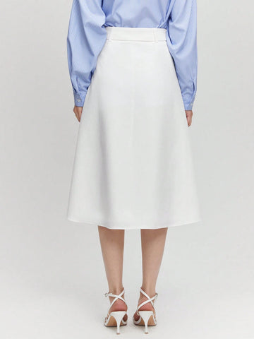 BIZwear Solid Belted Flare Skirt