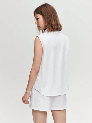 Solid Button Front Shirt & Belted Shorts