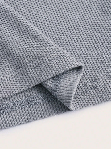 Striped Print Button Front Drawstring Side Crop Top