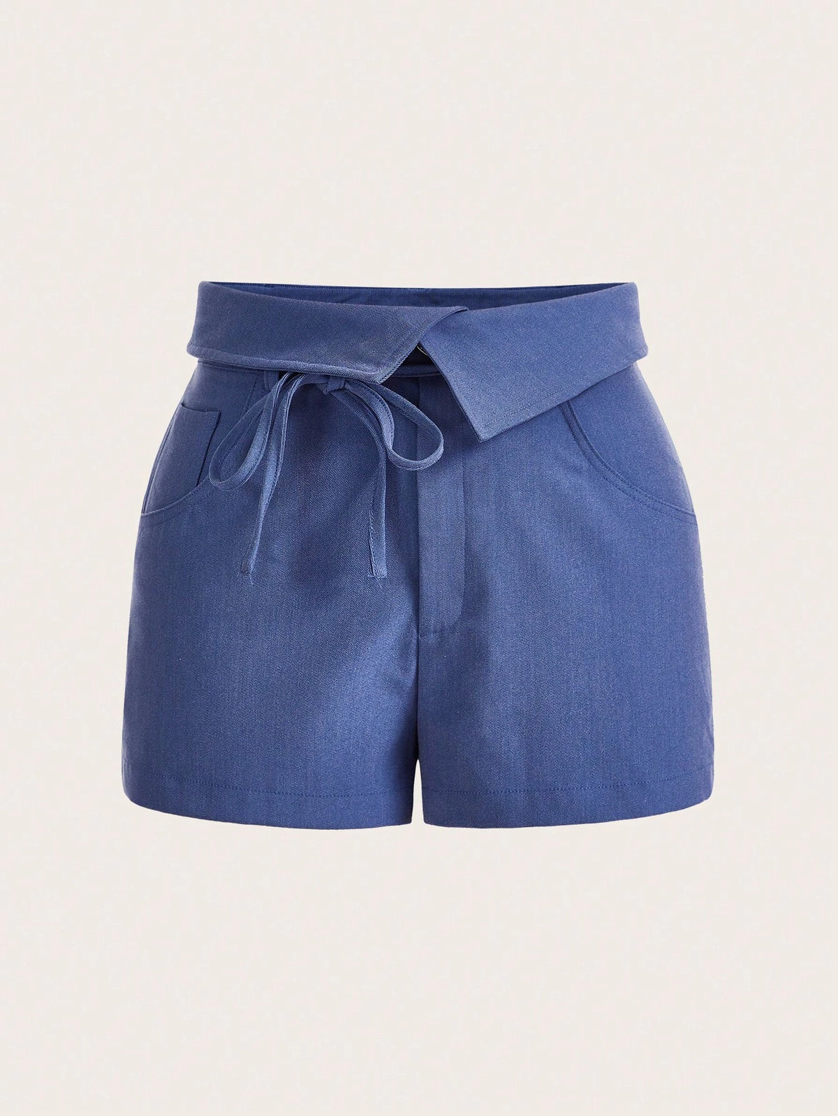 Foldover Waist Belted Shorts