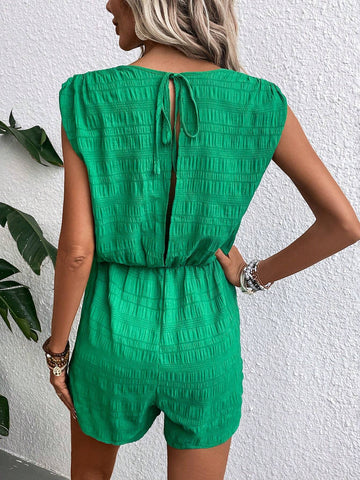 Solid Surplice Neck Romper