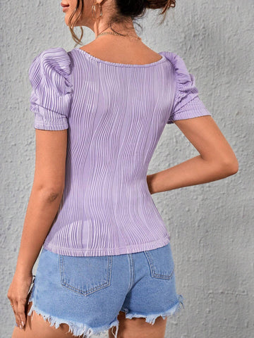 Unity Solid Puff Sleeve Tee