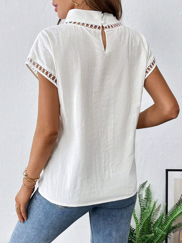 Mock Neck Batwing Sleeve Blouse