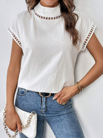 Mock Neck Batwing Sleeve Blouse