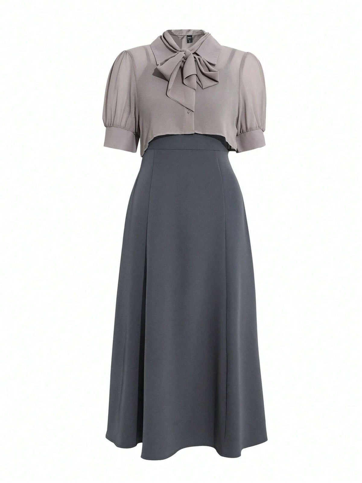 DAZY Tie Neck Puff Sleeve Blouse & Skirt