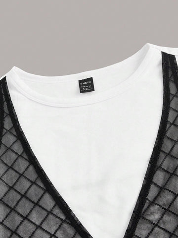 2 In 1 Tie Front Mesh Tee