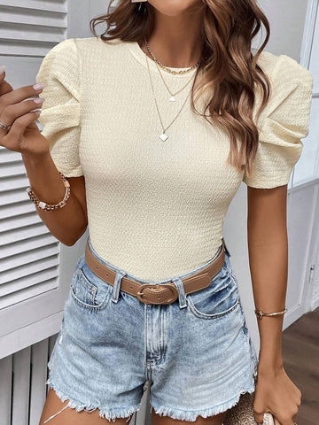 EMERY ROSE Puff Sleeve Solid Tee