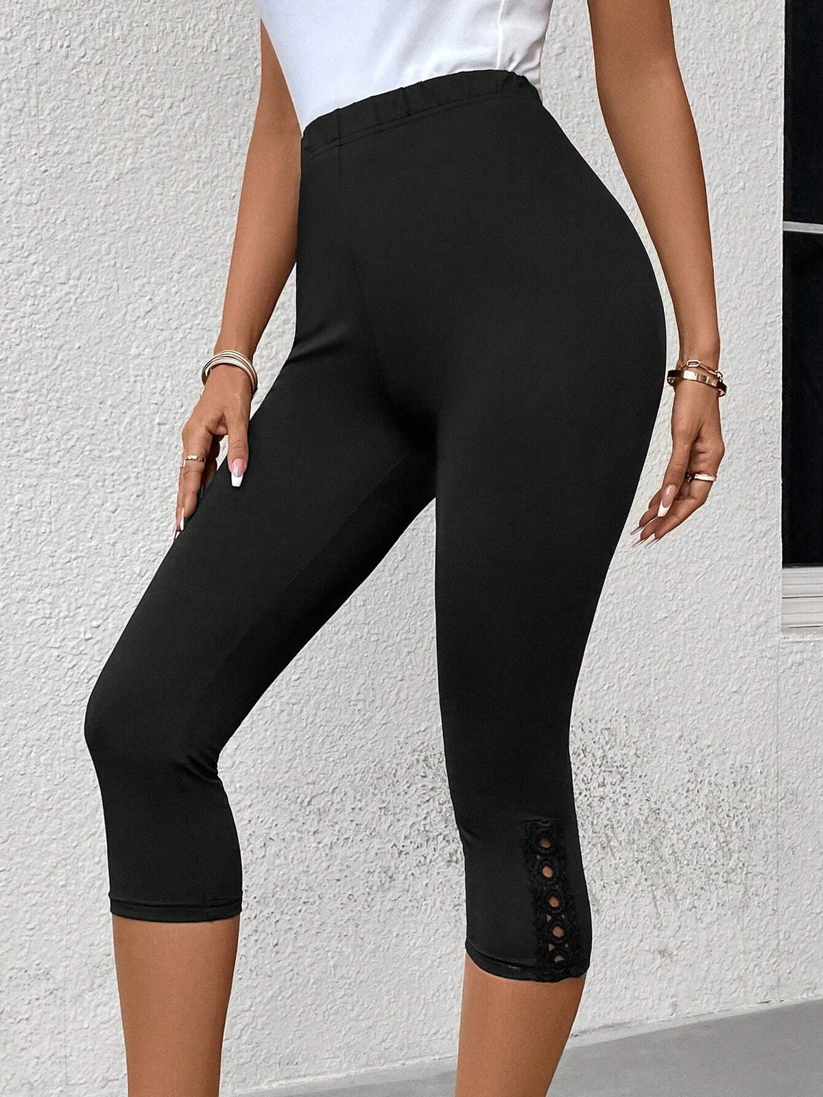 EMERY ROSE High Waist Button Detail Leggings