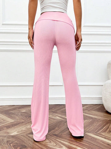 Buckle Knot Flare Leg Pants