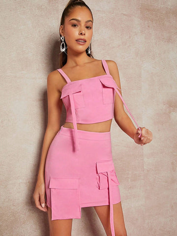 Flap Pocket Cami Top & Skirt