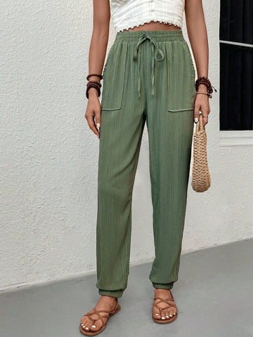 Slant Pocket Knot Front Pants