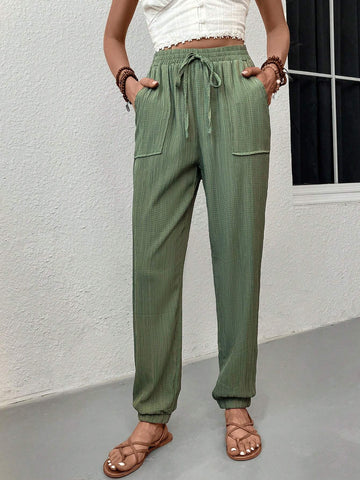 Slant Pocket Knot Front Pants