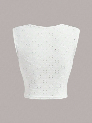 ICON Solid Eyelet Embroidery Crop Tee