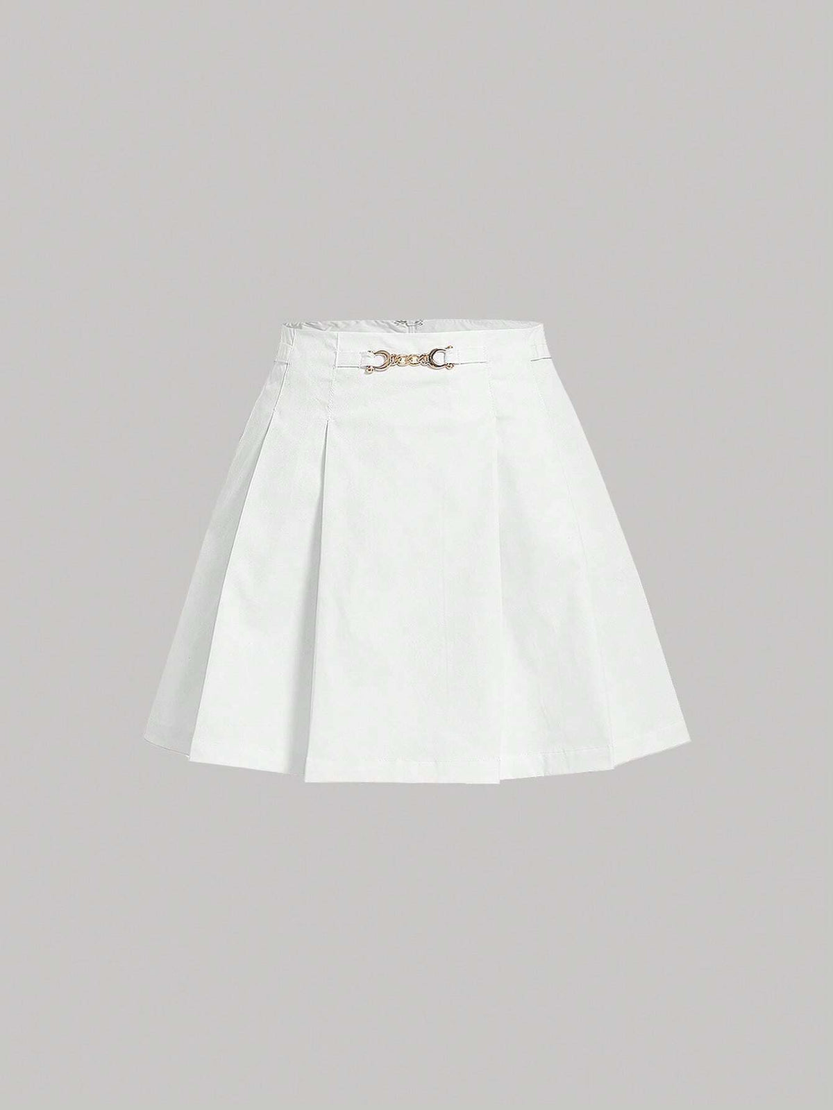 MOD Solid Chain Detail Pleated Skirt