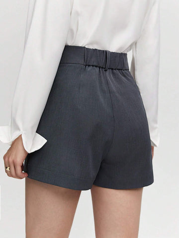 BIZwear High Waist Flap Detail Wide Leg Shorts
