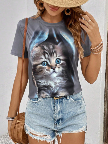 Cat Print Tee