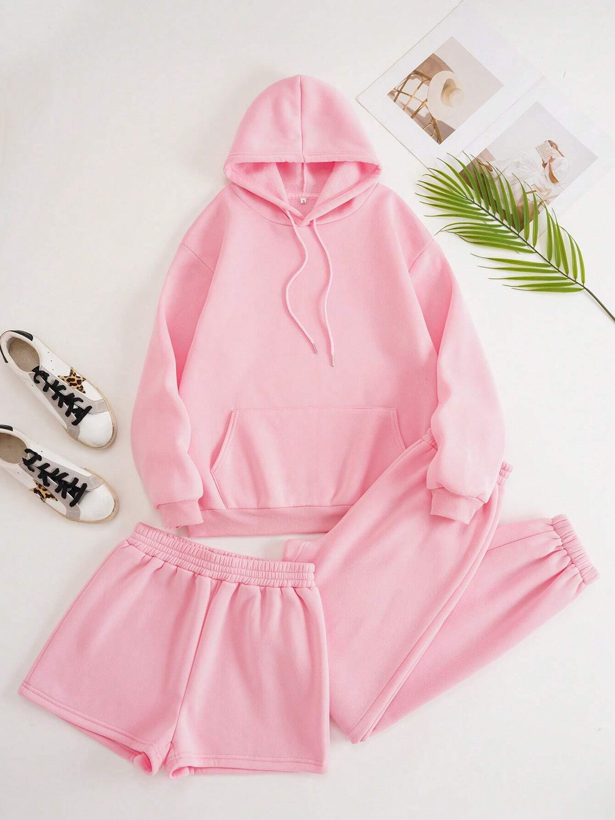 Kangaroo Pocket Drawstring Thermal Lined Hoodie & Sweatpants & Track Shorts