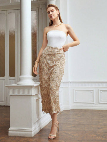 MOTF PREMIUM SEQUIN FRINGE SKIRT