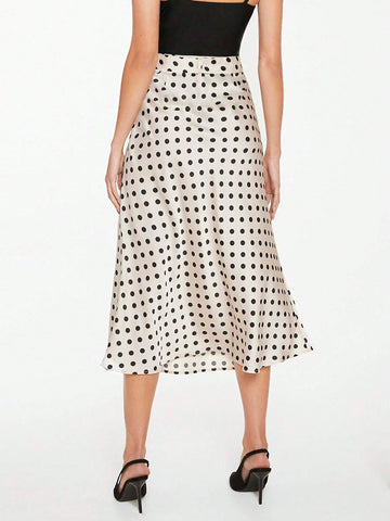 BIZwear Polka Dot Print Belted Skirt