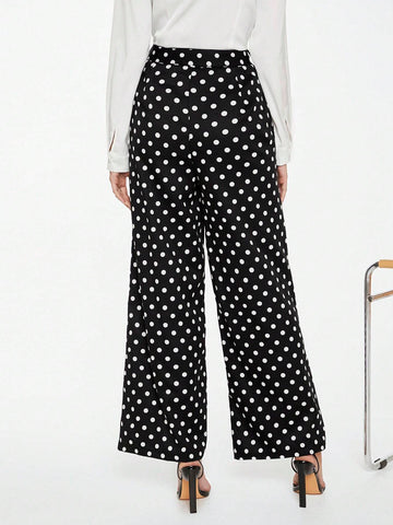 BIZwear Polka Dot Print Wide Leg Pants