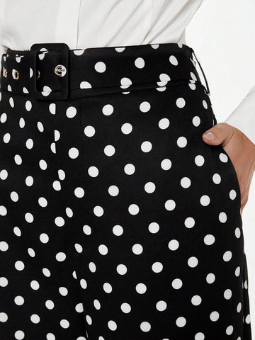 BIZwear Polka Dot Print Wide Leg Pants
