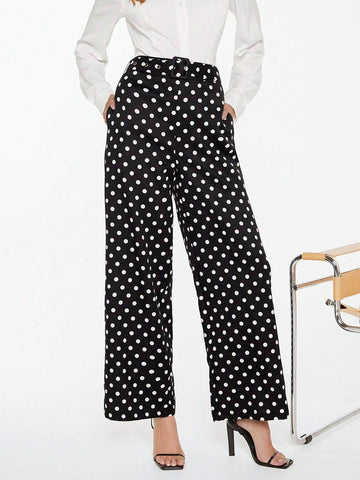BIZwear Polka Dot Print Wide Leg Pants