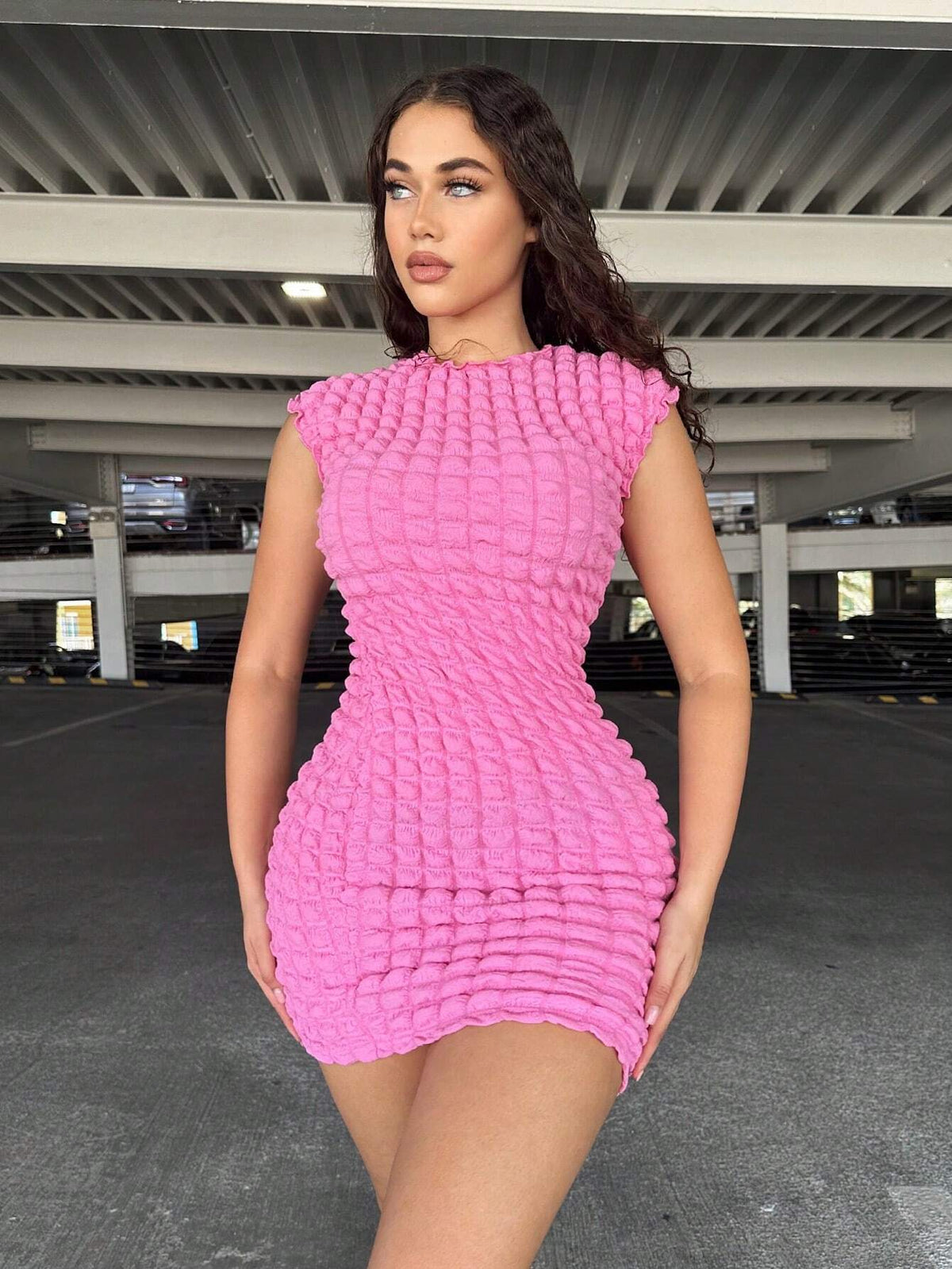 Solid Ruched Bodycon Dress