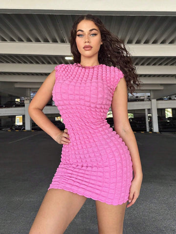 Solid Ruched Bodycon Dress