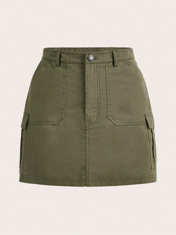EZwear Flap Pocket Side Cargo Skirt