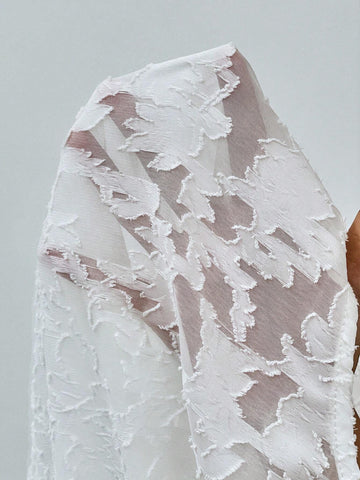 Jacquard High Low Hem Lace Blouse