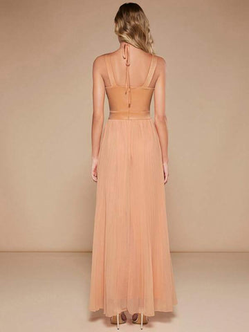 Belle Plunging Neck Mesh Hem Bridesmaid Dress