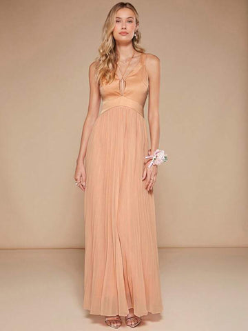 Belle Plunging Neck Mesh Hem Bridesmaid Dress