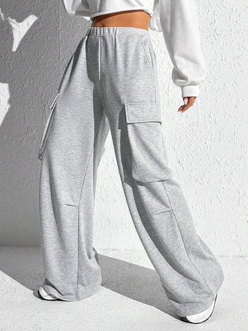 EZwear Flap Pocket Side Solid Sweatpants
