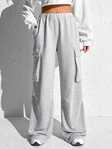 EZwear Flap Pocket Side Solid Sweatpants