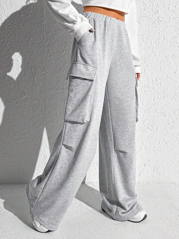 EZwear Flap Pocket Side Solid Sweatpants
