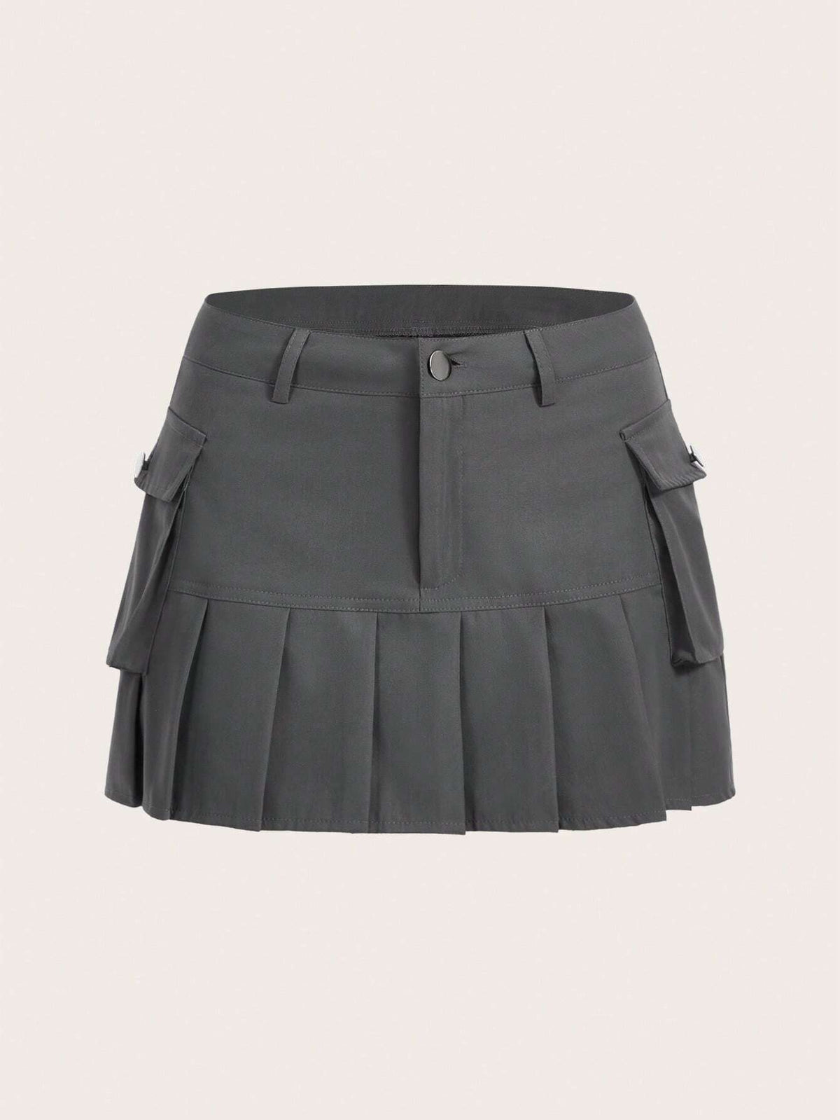 ICON Solid Pleated Hem Skirt