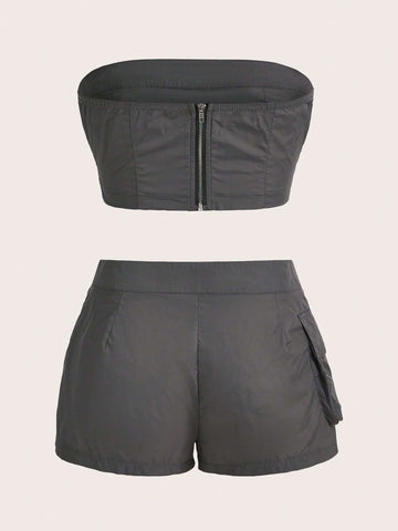Flap Pocket Tube Top & Shorts
