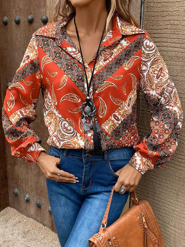 Paisley Print Button Front Shirt