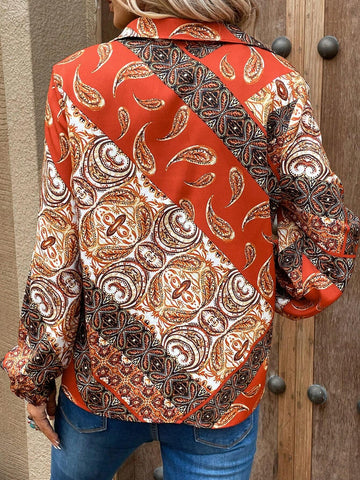 Paisley Print Button Front Shirt