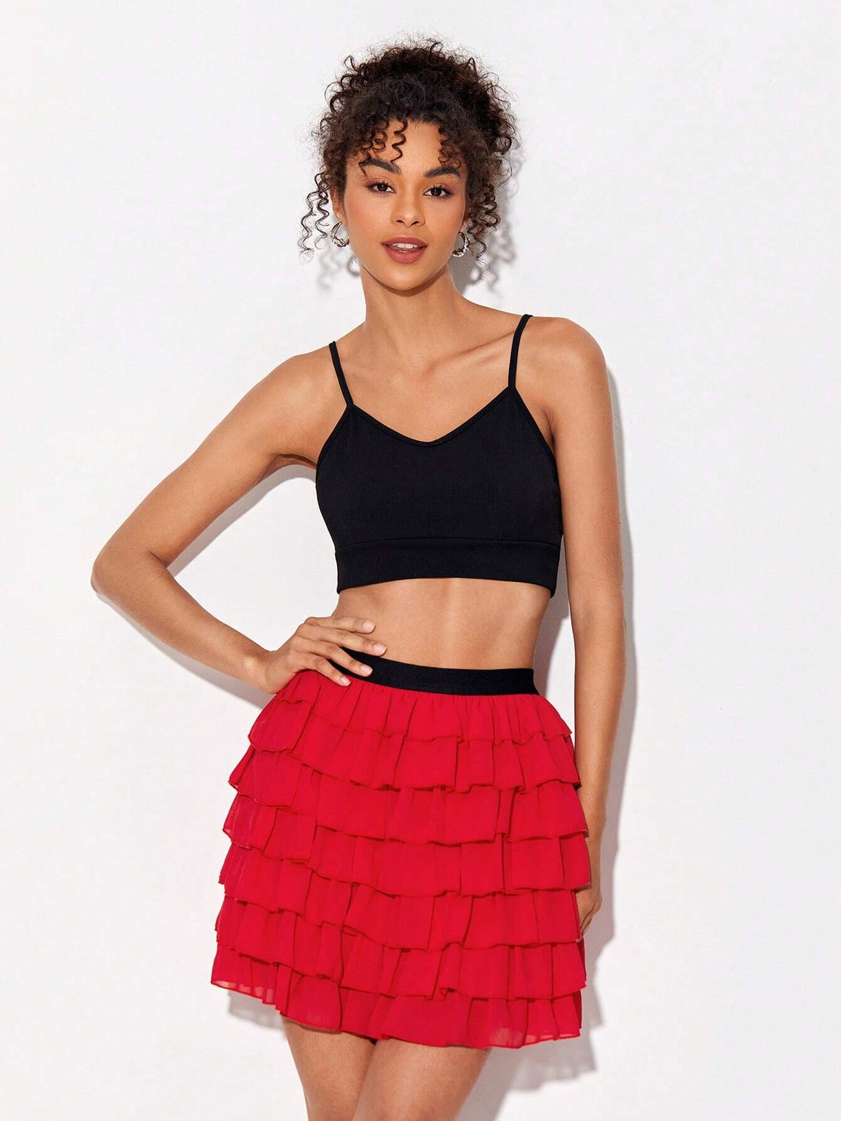 Two Tone Layer Hem Skirt