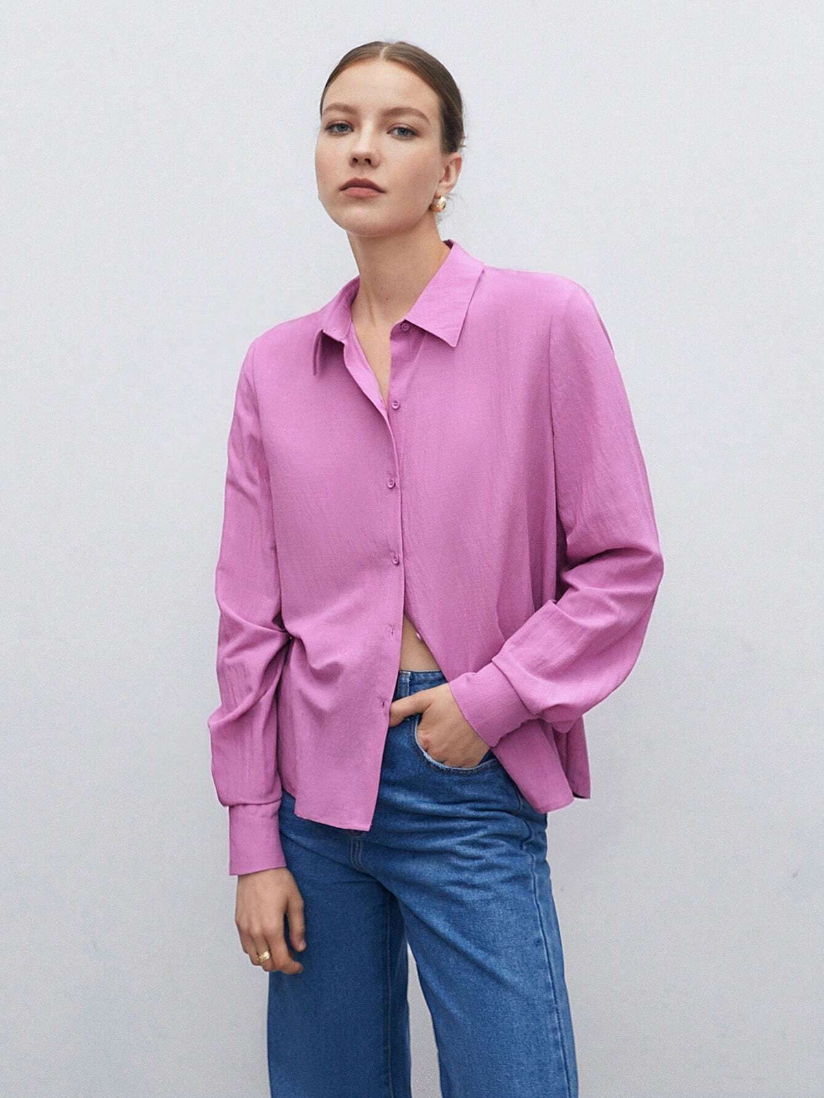 Solid Button Front Shirt