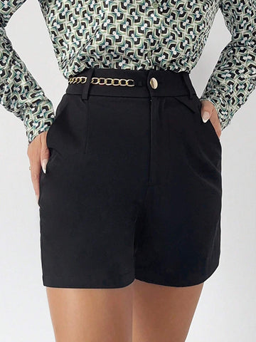 BIZwear Chain Detail Slant Pocket Shorts Workwear