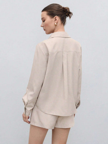 Solid Pocket Patched Shirt & Shorts