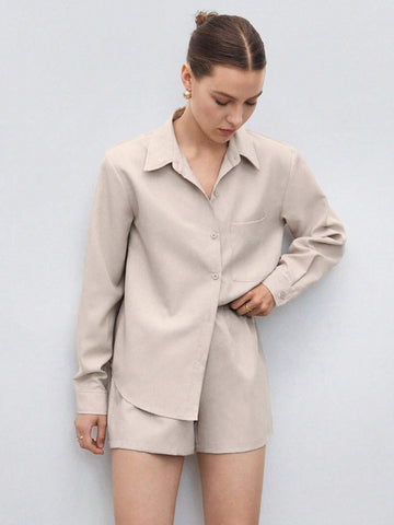 Solid Pocket Patched Shirt & Shorts