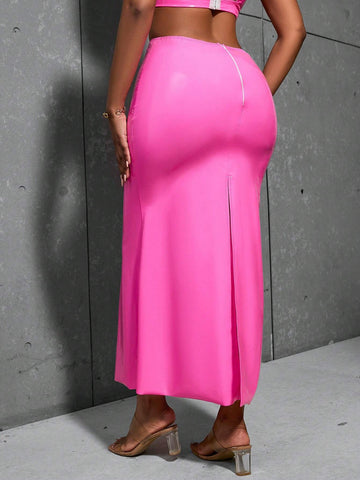 High Waist Mermaid Hem PU Leather Skirt