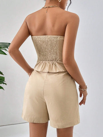 Button Front Tube Top & Shorts