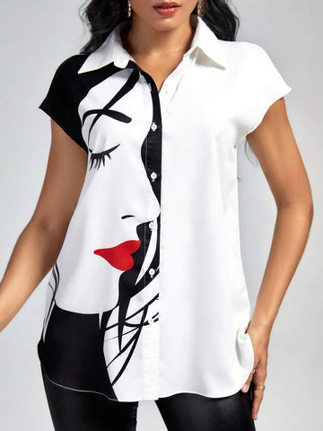 Figure Graphic Batwing Sleeve Shirt
