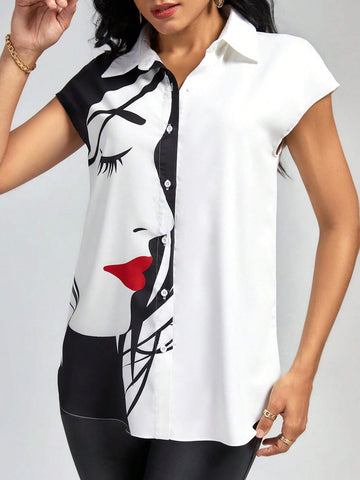 Figure Graphic Batwing Sleeve Shirt